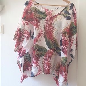 Cotton Palm Print Poncho